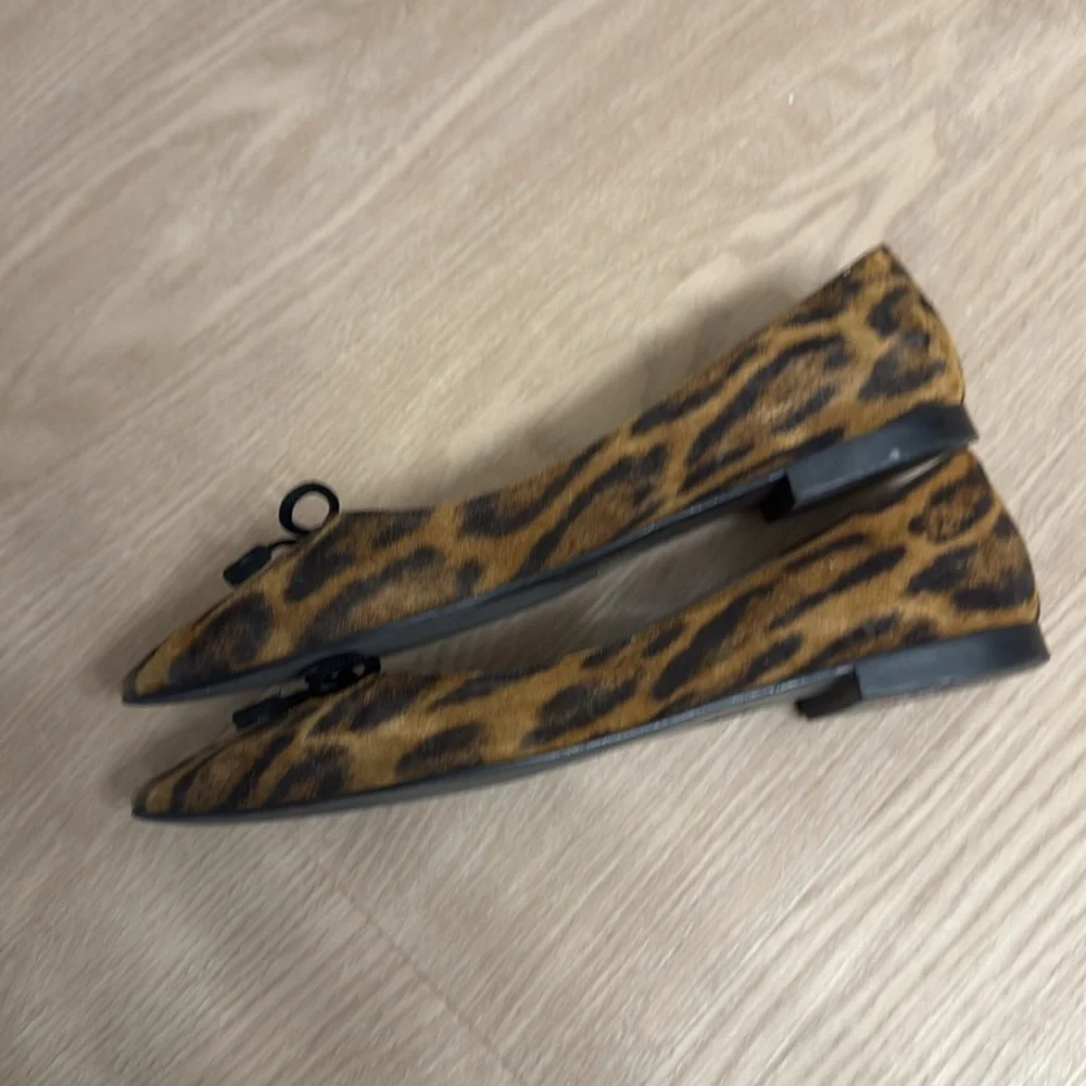 Prada Leopard Print Flats with Bow